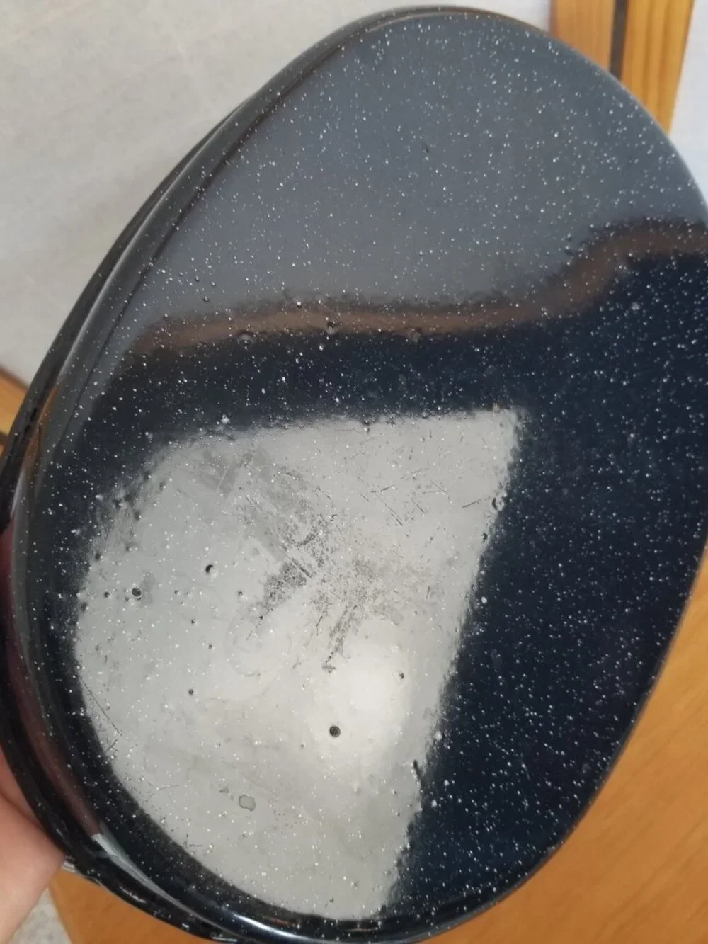 Vintage Black Speckled Enamelware Roasting Pan Shallow Insert Tray w/Handles